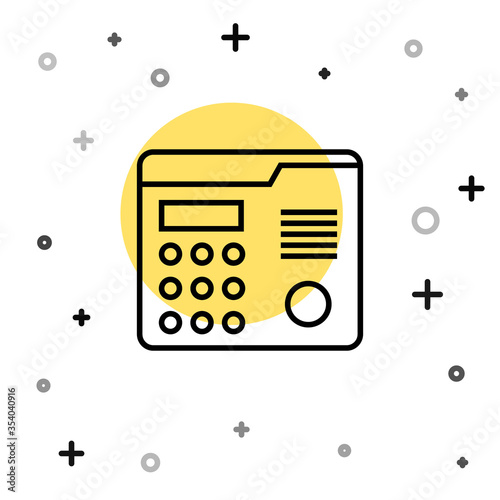 Black line House intercom system icon isolated on white background. Random dynamic shapes. Vector Illustration.