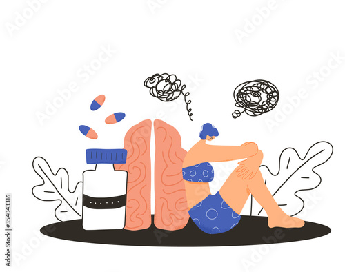 Mental disorder. Vector person with bad mood.