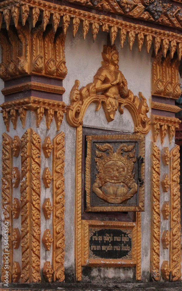 Ornamental and buddhist stupa design in Siamese Lao PDR, Southeast Asia