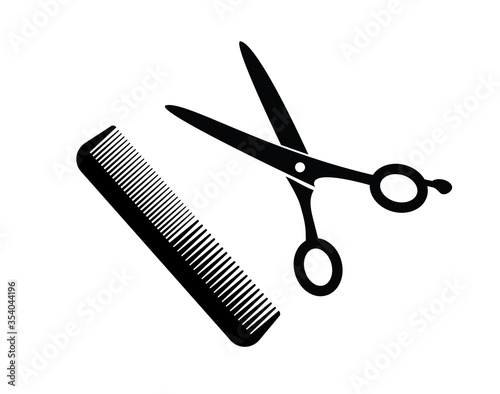Flat icon scissors and combs isolated on white background. Beauty saloon.