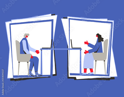 Mental health therapy session. Vector color flat.
