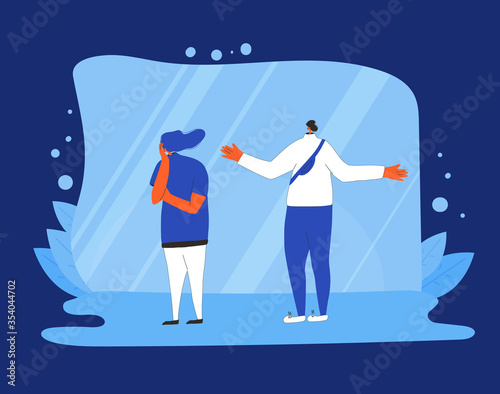Married couple fight. Family quarrel. Vector flat.