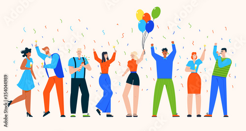 Vector character illustration of people celebrate holiday at party