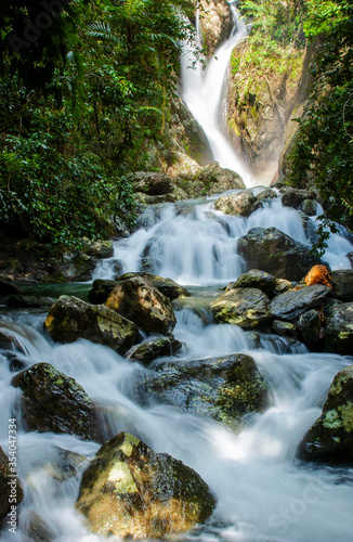 Waterfall deep inside the rainforest at Deintree national park in Queensland  Australia