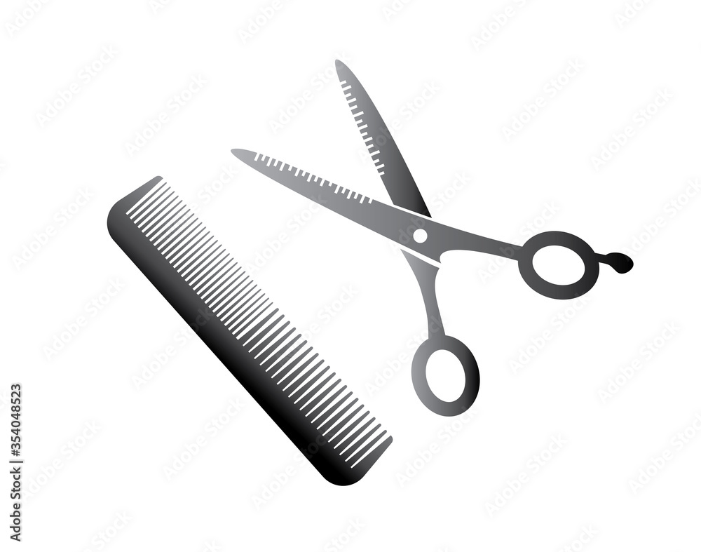 Flat icon scissors and combs isolated on white background. Beauty saloon. Flat icon scissors and combs isolated on white background. Beauty saloon.