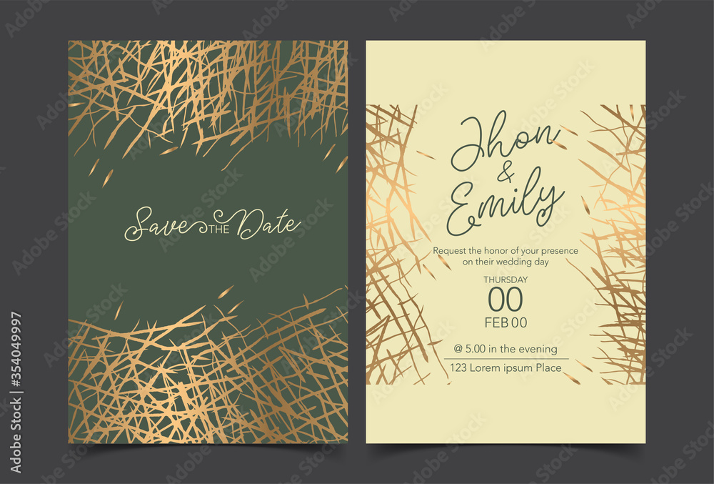 Wedding invitation cards Abstract lines, Vector.