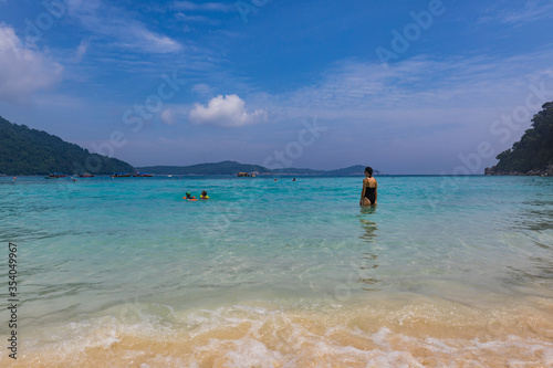 Beautiful tropical beach with white sand and turquoise water on Perhentian Island  Malaysia