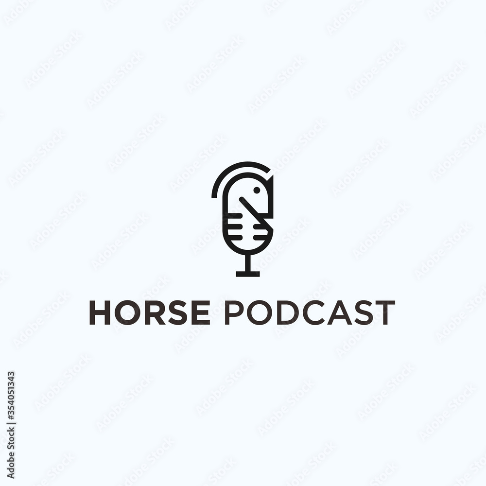 horse podcast logo. microphone logo horse podcast logo. microphone logo