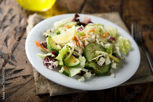 Healthy mixed salad with avocado