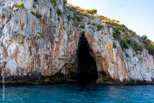 Italy, Campania, Palinuro Cape - 11 August 2019 - A mysterious cave in Capo Palinuro