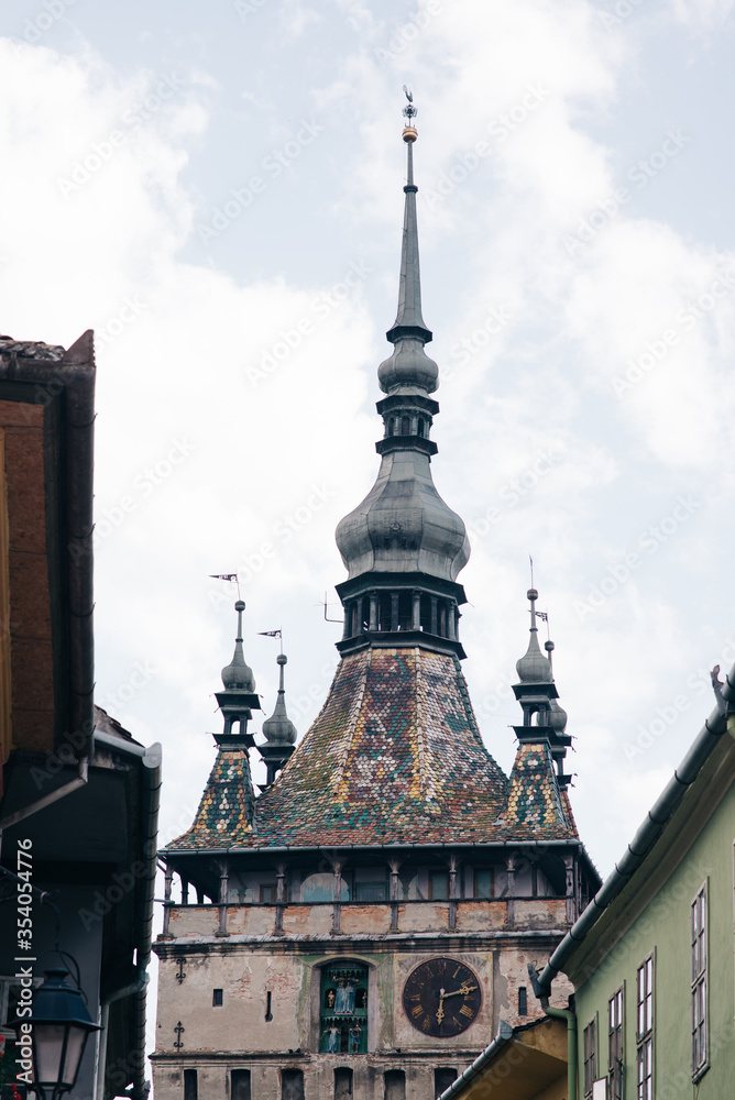 Fototapeta premium Old clock tower in Sighisoara, Romania