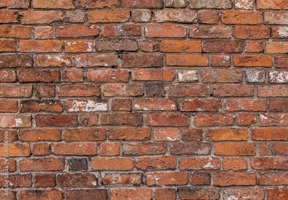 texture of old red brick wall background