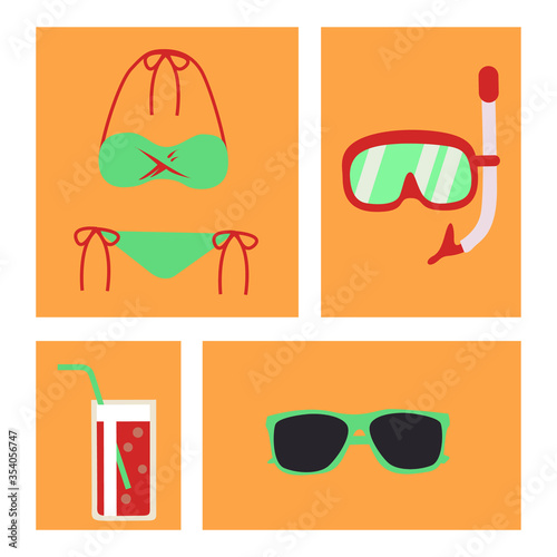 Summer Icon Vector Background Illustration