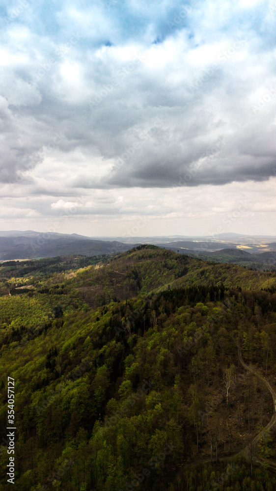 Drone -  Moutains landscape with clouds