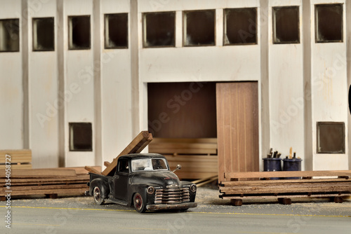 diorama coches y camioneta en la industria maqueta © JOSE ANTONIO