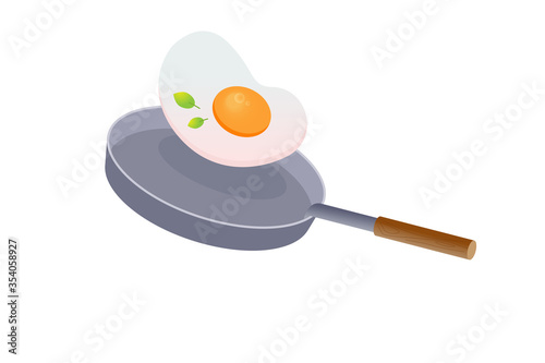 Morning breakfast - frying pan, fried eggs. Omelette. Fast food, breakfast.