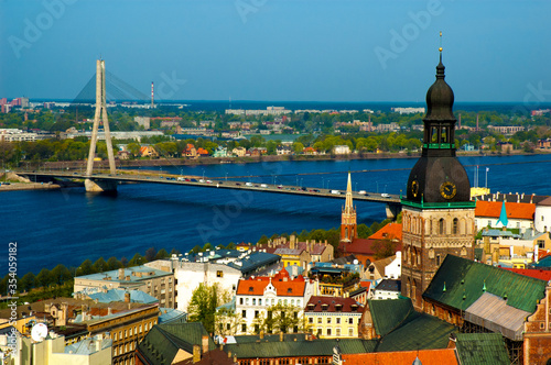 Panoramic view of the old town of Riga (Latvia)