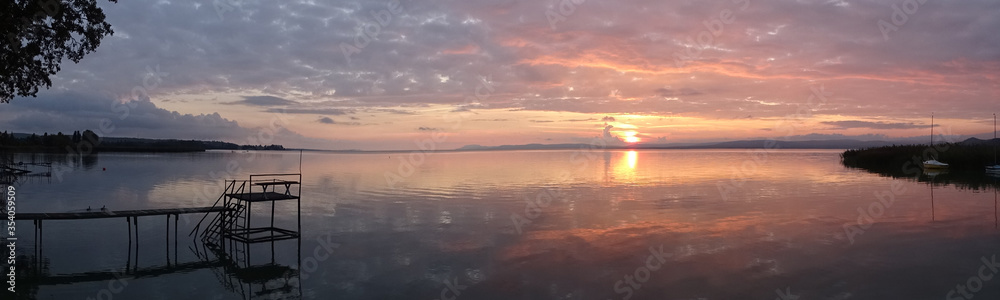 Sunset Over the Lake Panorama