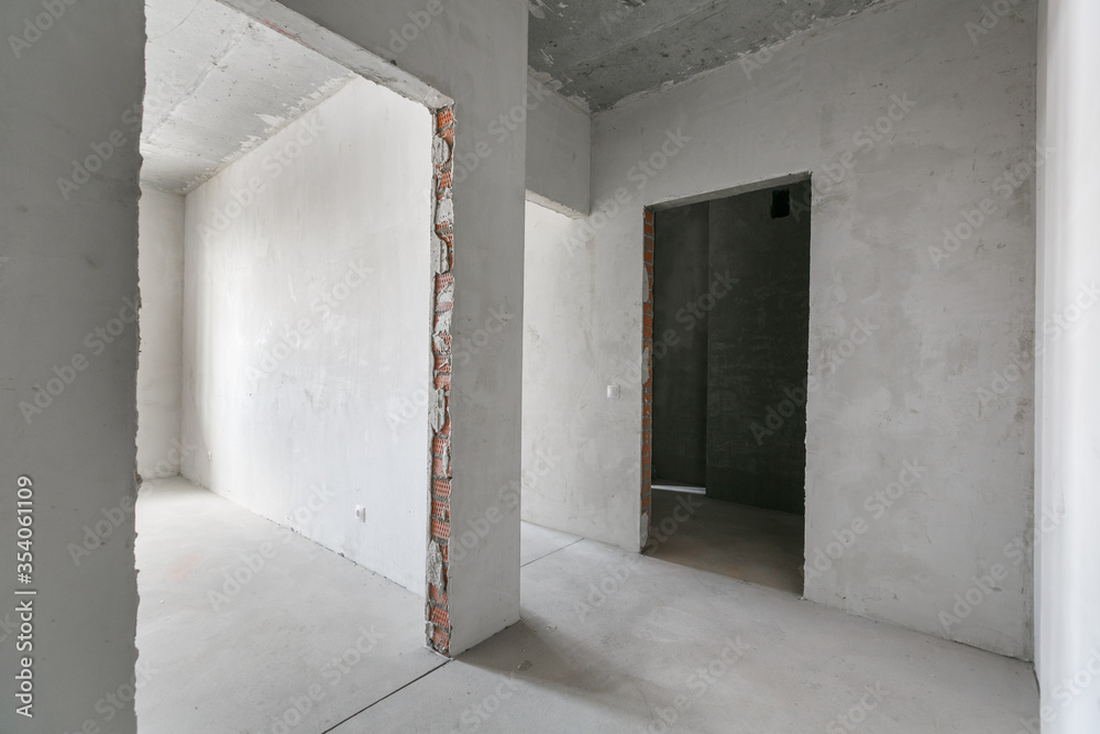 interior of the apartment without decoration in gray colors interior of the apartment without decoration in gray colors