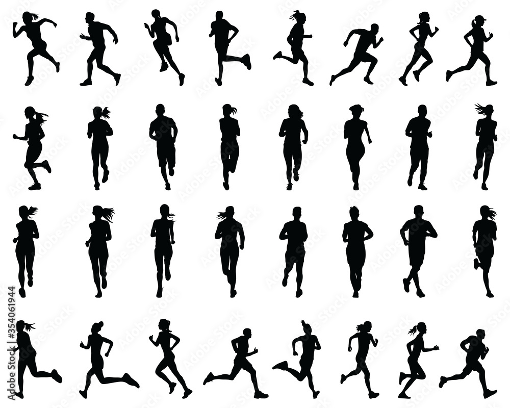 Silhouettes of running on a white background
Silhouettes of running on a white background