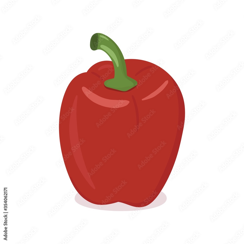 Red bell pepper vector. Fresh and oranic vegetable. Isolated illustration on white background. Red bell pepper vector. Fresh and oranic vegetable. Isolated illustration on white background.