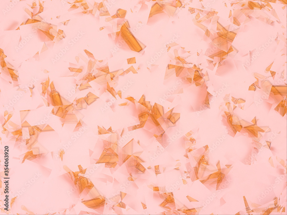 Breaking ampoule pattern on pink background