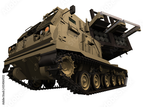 3d Rendering of a Multiple Launch Rocket System Mobile Rocket Launcher