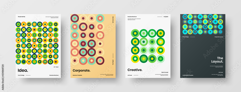 Company identity brochure template collection. Business presentation vector A4 vertical orientation front page mock up set. Corporate report cover abstract geometric illustration design layout bundle. Company identity brochure template collection. Business presentation vector A4 vertical orientation front page mock up set. Corporate report cover abstract geometric illustration design layout bundle.