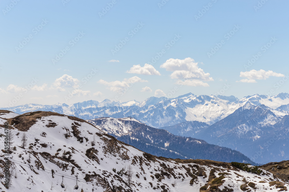 Fototapeta premium Dolomites Alps mountains in spring in Italy, Madonna di Campiglio (TN)