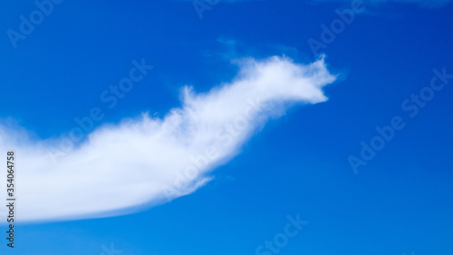 The formations of clouds look like dragons flying in the sky. The blue background with white clouds looks like a flying dragon with space.
