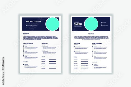 Resume design template, Business layout vector clean for job applications in A4 size