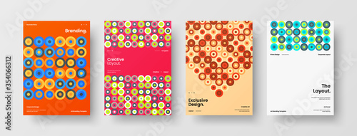 Company identity brochure template collection. Business presentation vector A4 vertical orientation front page mock up set. Corporate report cover abstract geometric illustration design layout bundle.