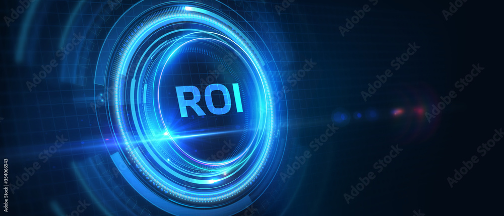 Business, Technology, Internet and network concept. ROI Return on Investment Finance Profit Success. 3D illustration.