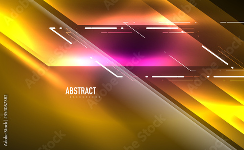 Dynamic neon shiny abstract background. Trendy abstract layout template for business or technology presentation, internet poster or web brochure cover, wallpaper