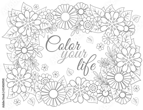 vector floral decorative coloring frame card color your life