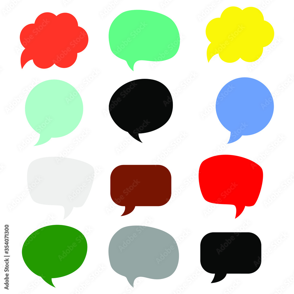 collection of speech bubbles vector. different shapes abstract icon flat blank cartoon empty text box clouds. colorful message balloon template.