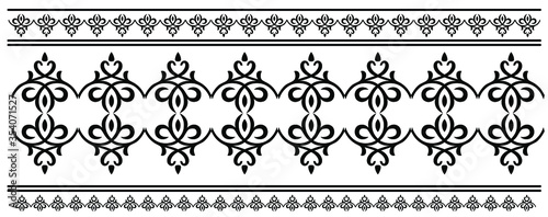 Floral Saree border design concept - Indian Traditional and Cultural Rangoli, Alpona, Kolam or Paisley vector line art