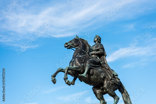 The Bronze Horseman, an equestrian statue of Peter the Great in the Senate Square in Saint Petersburg, Russia. © zz3701