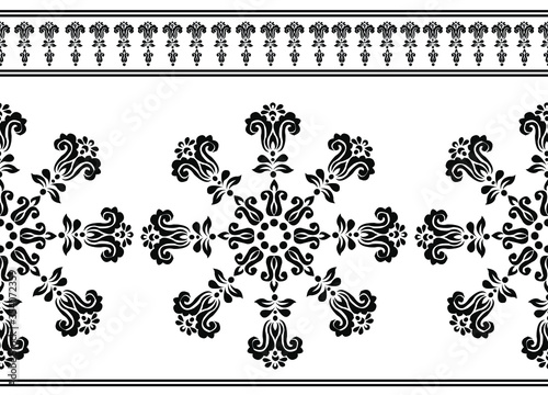 Indian traditional and cultural saree border design concept of flowers with petals isolated on white background is in Seamless pattern