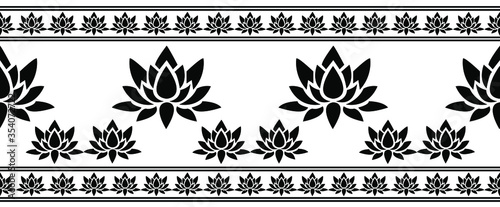 Snow Flake Saree design concept - Indian Traditional and Cultural Rangoli, Alpona, Kolam or Paisley vector line art