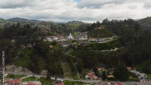 Cuenca, ecuador aerial view drone footage, with the cathedral