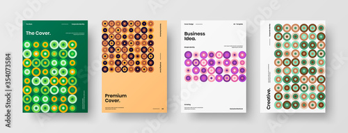 Company identity brochure template collection. Business presentation vector A4 vertical orientation front page mock up set. Corporate report cover abstract geometric illustration design layout bundle.