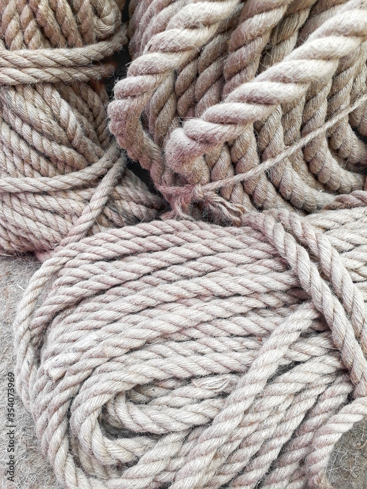 Abstract background of ropes, hemp, thread.