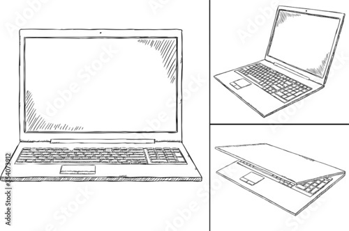 Notebook doodle in 3 different views