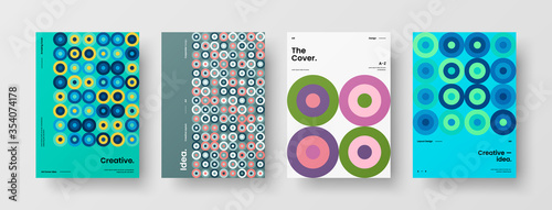 Company identity brochure template collection. Business presentation vector A4 vertical orientation front page mock up set. Corporate report cover abstract geometric illustration design layout bundle.