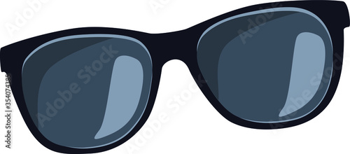 Classic black sunglasses vector illustration in flat style. Isolated on white background. Summe rtime holiday elements  icon. Eyewear protecting eyes from sun rays. 
