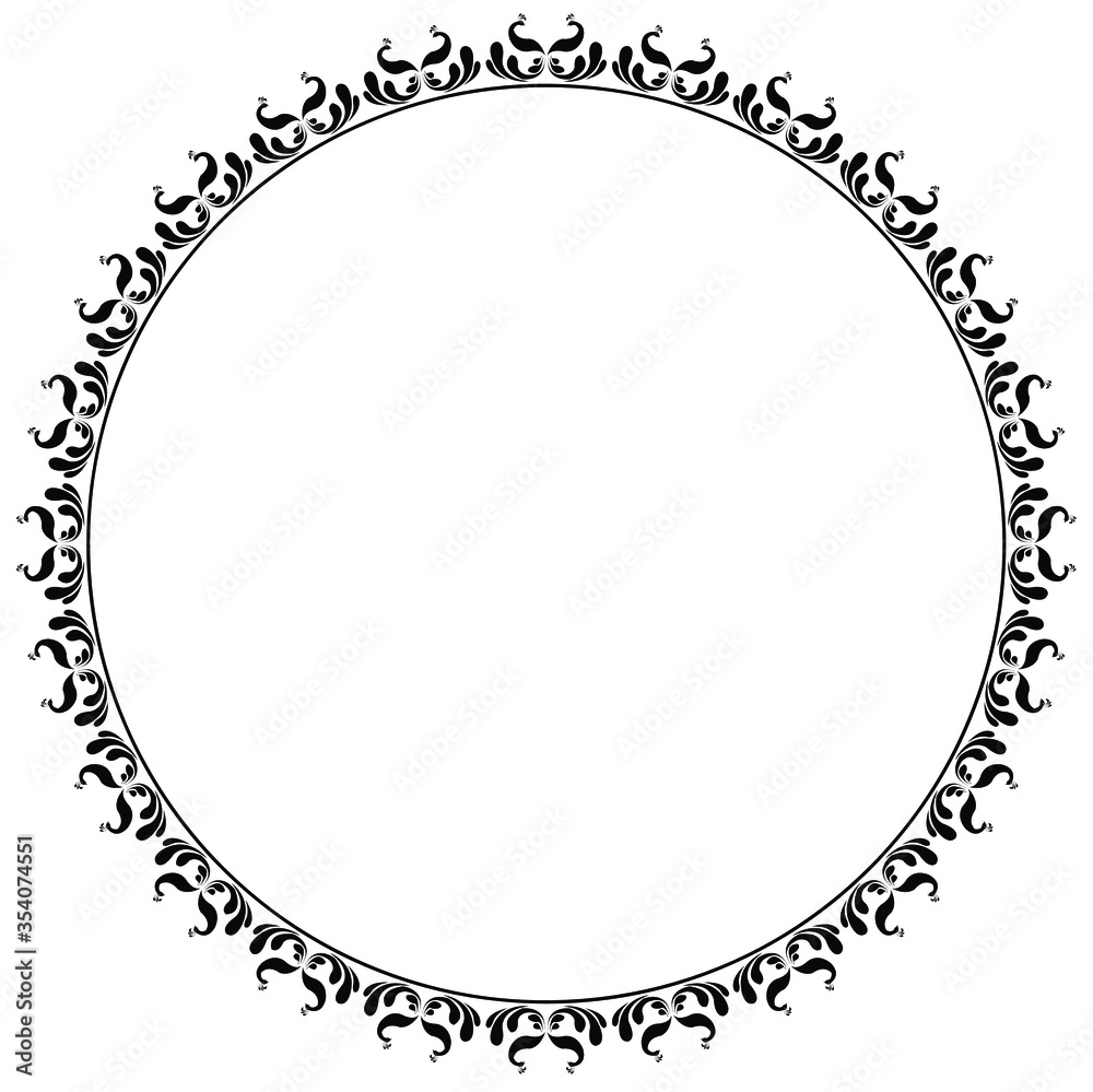 Round frame peacock design isolated on white background Round frame peacock design isolated on white background