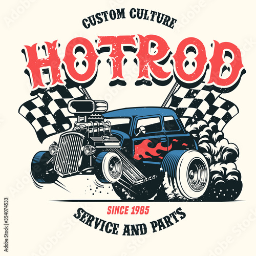 hot rod car with big engine