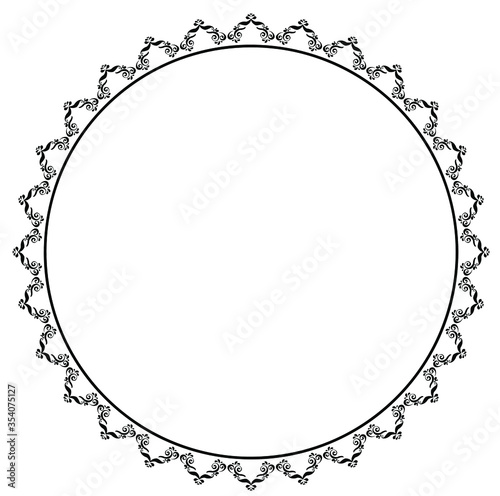 Round frame design concept of peacocks with feathers isolated on white background