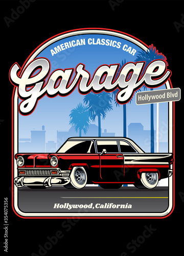 vintage shirt design of american classic car